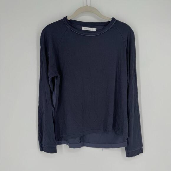 Mer Sea top womens small S navy blue satin back minimalist office work career - Picture 1 of 5